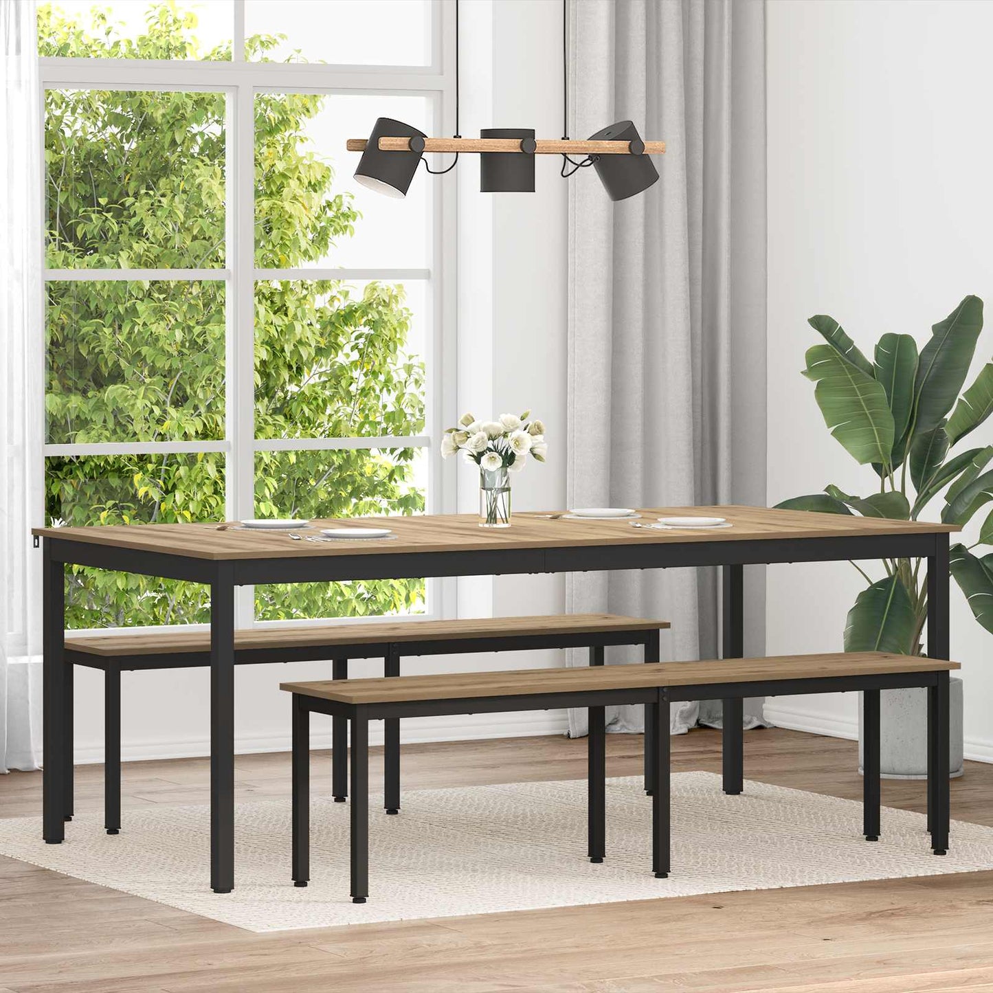 Eettafels 2 pcs 200 x 100 x 75 cm Bewerkt hout is nu te koop bij PeponiXL, paradijselijk wonen!