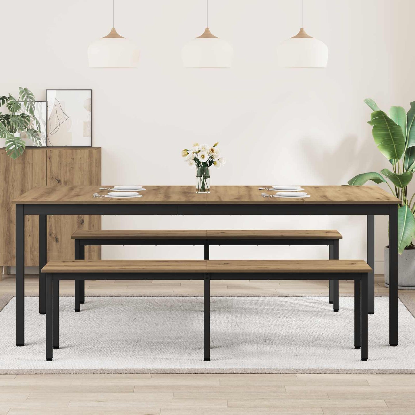 Eettafels 2 pcs 200 x 100 x 75 cm Bewerkt hout is nu te koop bij PeponiXL, paradijselijk wonen!