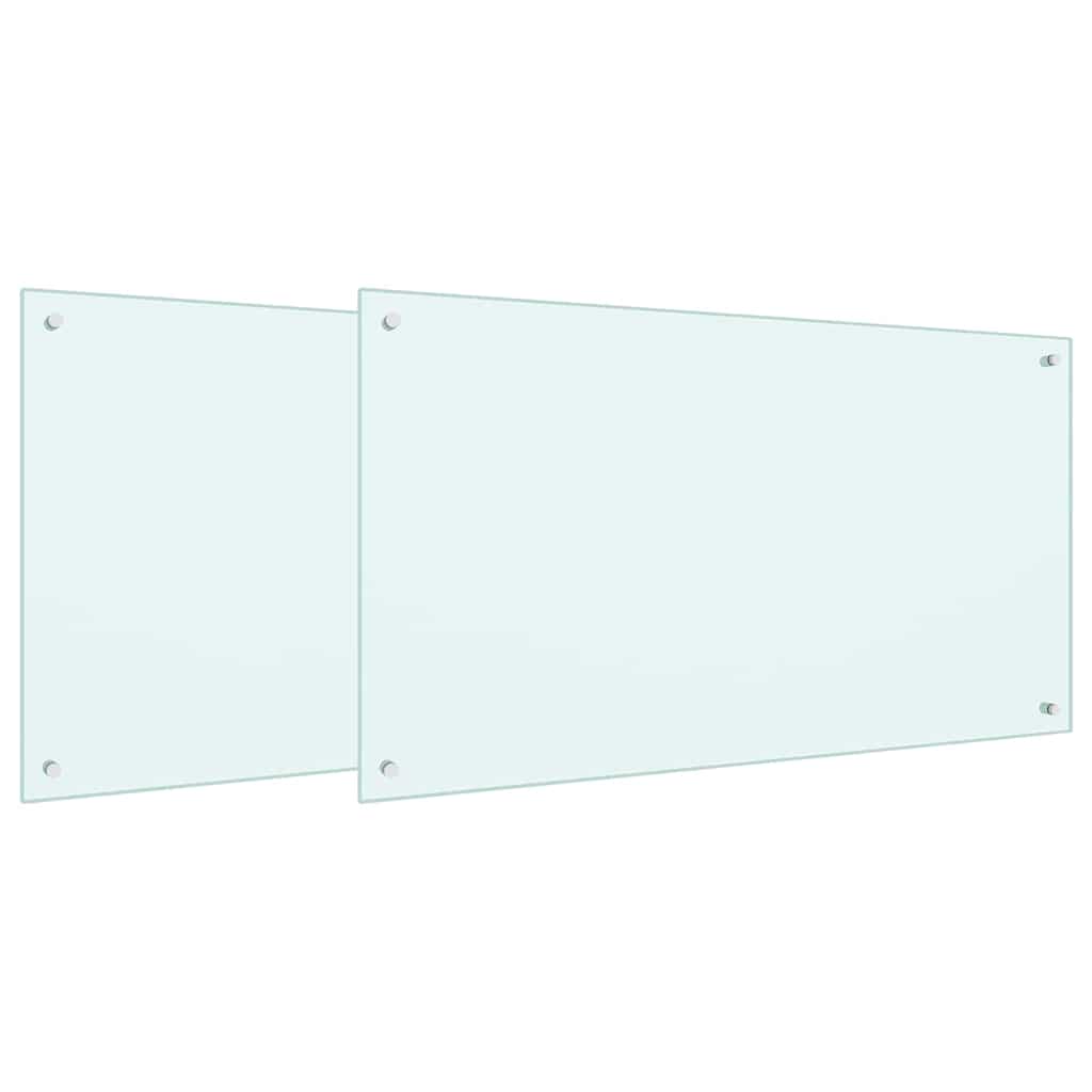 Keukenachterwand 2 pcs Wit 100 x 60 cm gehard glas is nu te koop bij PeponiXL, paradijselijk wonen!