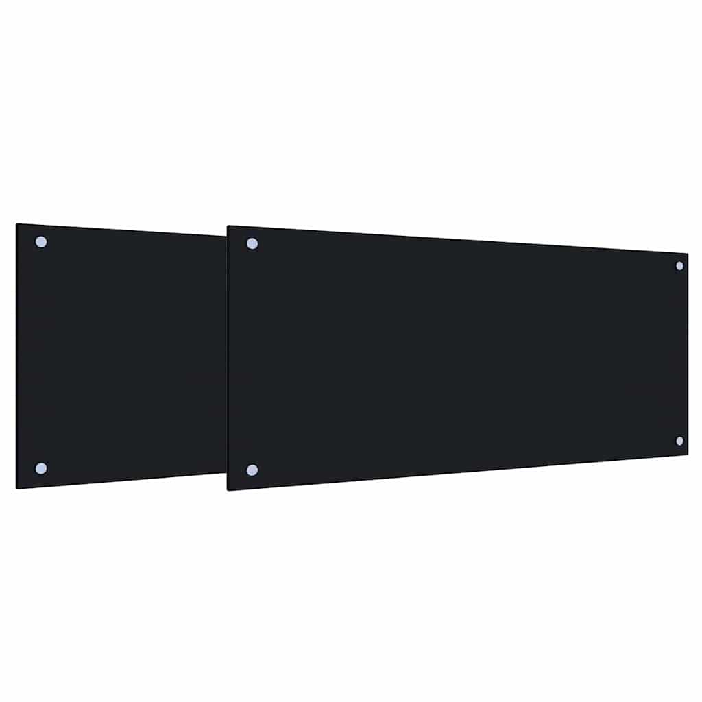 Keukenachterwand 2 pcs Zwart 90 x 40 cm gehard glas is nu te koop bij PeponiXL, paradijselijk wonen!