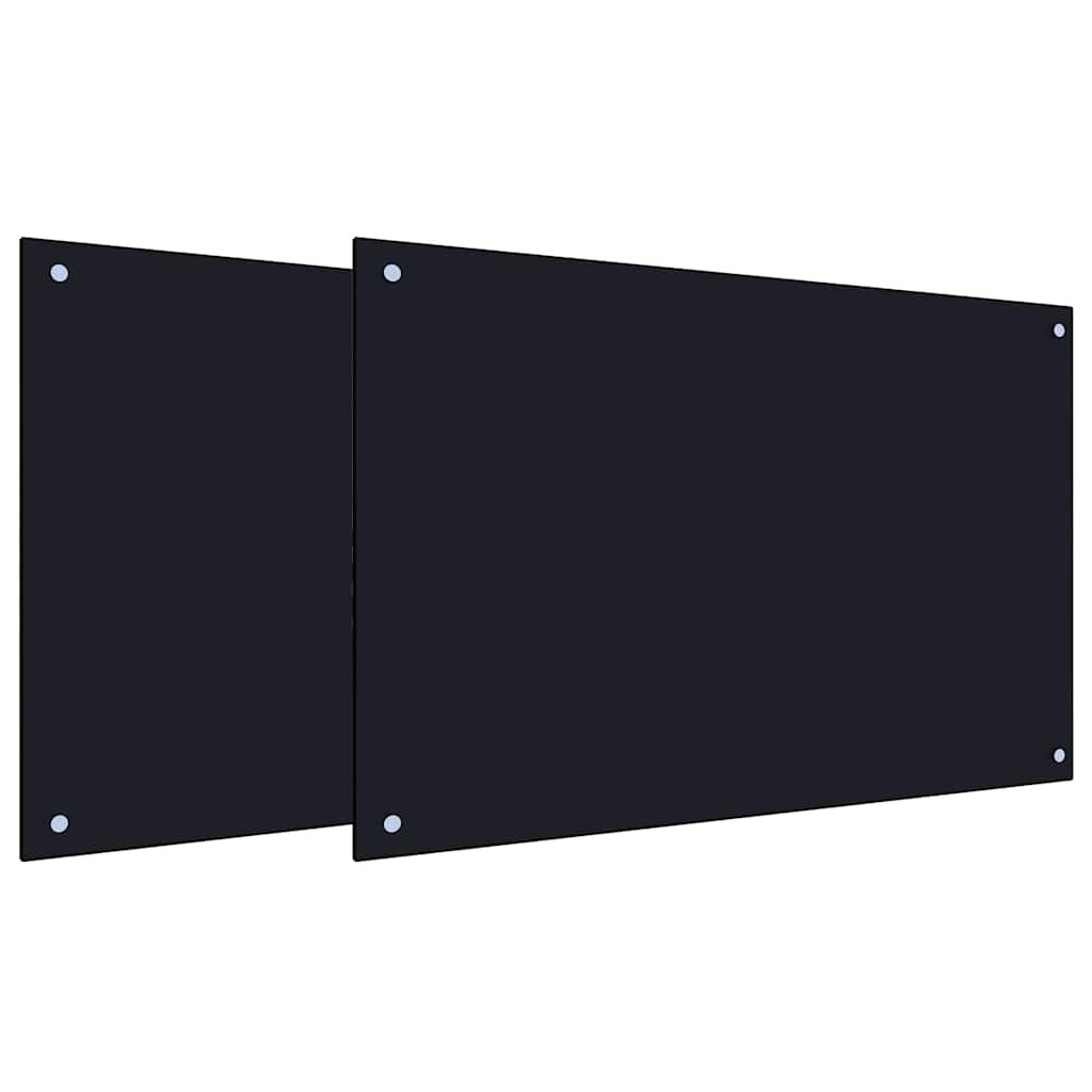Keukenachterwand 2 pcs Zwart 90 x 60 cm gehard glas is nu te koop bij PeponiXL, paradijselijk wonen!