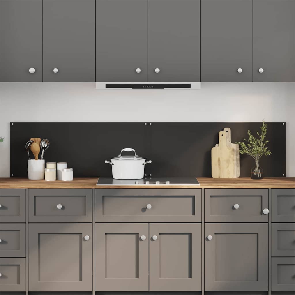 Keukenachterwand 2 pcs Zwart 100 x 40 cm gehard glas is nu te koop bij PeponiXL, paradijselijk wonen!