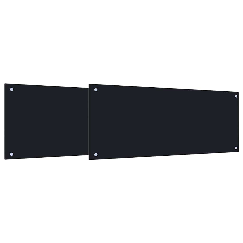 Keukenachterwand 2 pcs Zwart 100 x 40 cm gehard glas is nu te koop bij PeponiXL, paradijselijk wonen!