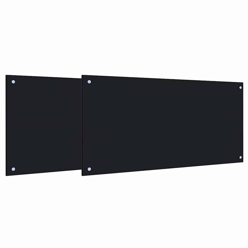 Keukenachterwand 2 pcs Zwart 100 x 50 cm gehard glas is nu te koop bij PeponiXL, paradijselijk wonen!
