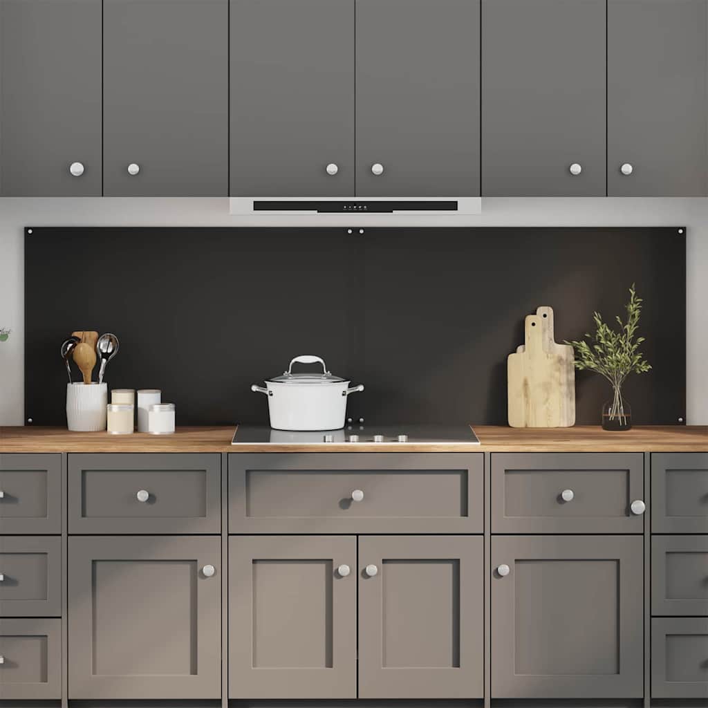 Keukenachterwand 2 pcs Zwart 100 x 60 cm gehard glas is nu te koop bij PeponiXL, paradijselijk wonen!