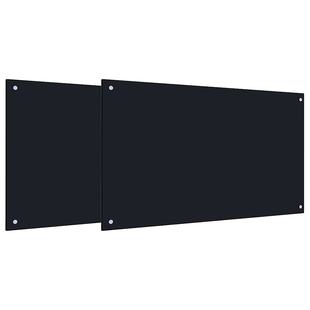 Keukenachterwand 2 pcs Zwart 100 x 60 cm gehard glas is nu te koop bij PeponiXL, paradijselijk wonen!