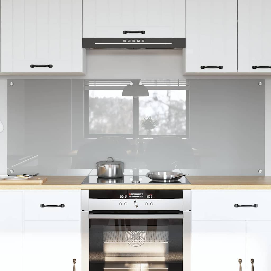 Keukenachterwand 2 pcs Lichtgrijs 80 x 60 cm gehard glas is nu te koop bij PeponiXL, paradijselijk wonen!