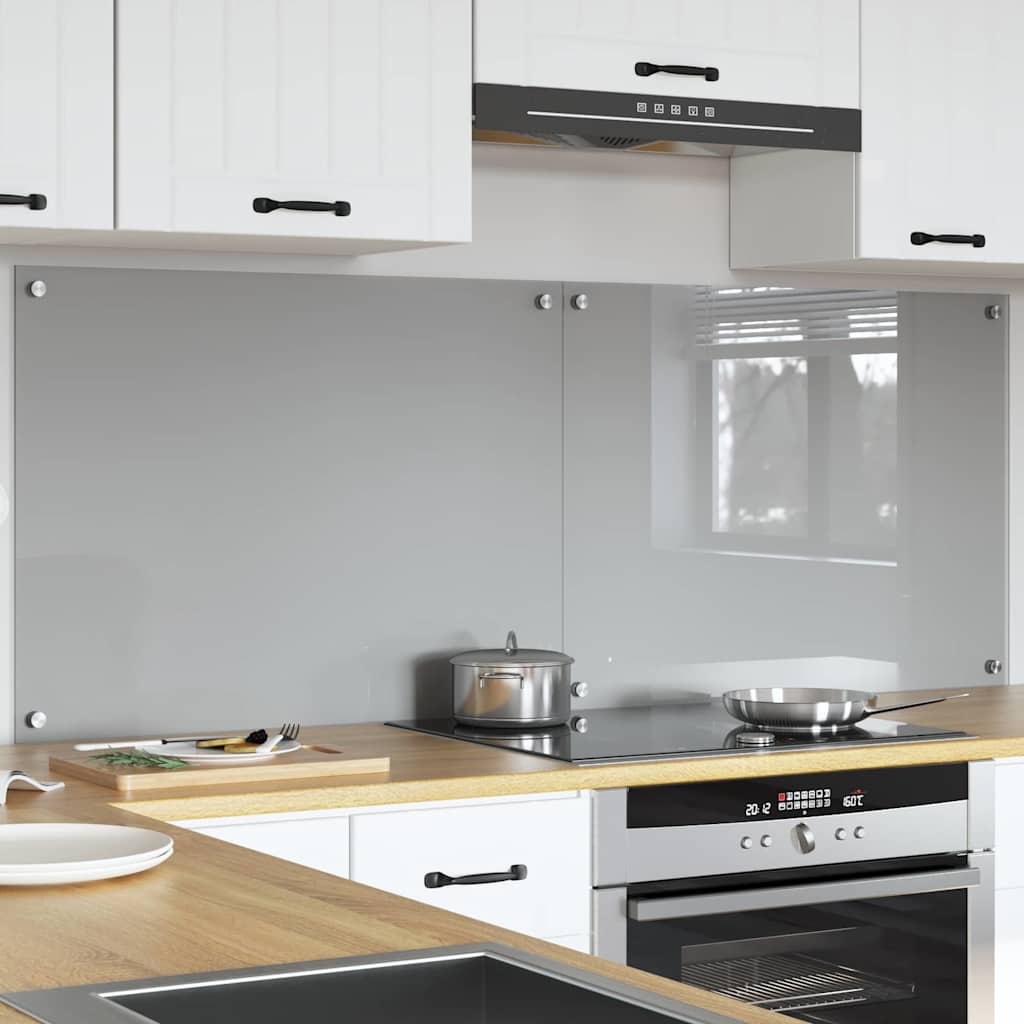 Keukenachterwand 2 pcs Lichtgrijs 80 x 60 cm gehard glas is nu te koop bij PeponiXL, paradijselijk wonen!
