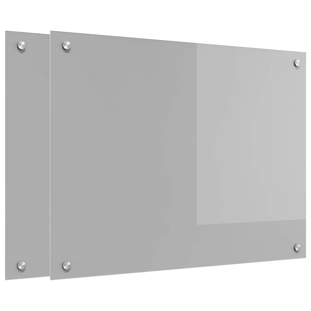 Keukenachterwand 2 pcs Lichtgrijs 80 x 60 cm gehard glas is nu te koop bij PeponiXL, paradijselijk wonen!