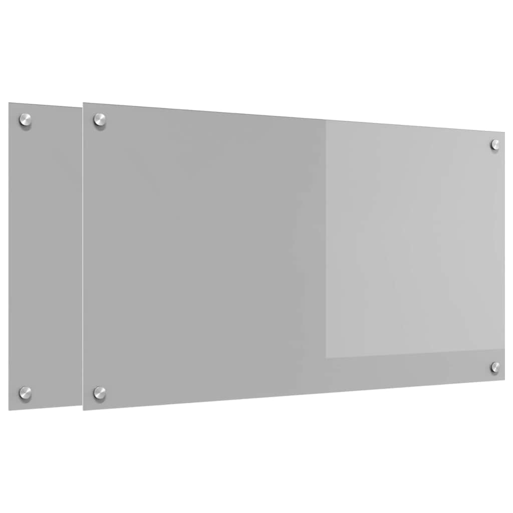 Keukenachterwand 2 pcs Lichtgrijs 90 x 50 cm gehard glas is nu te koop bij PeponiXL, paradijselijk wonen!