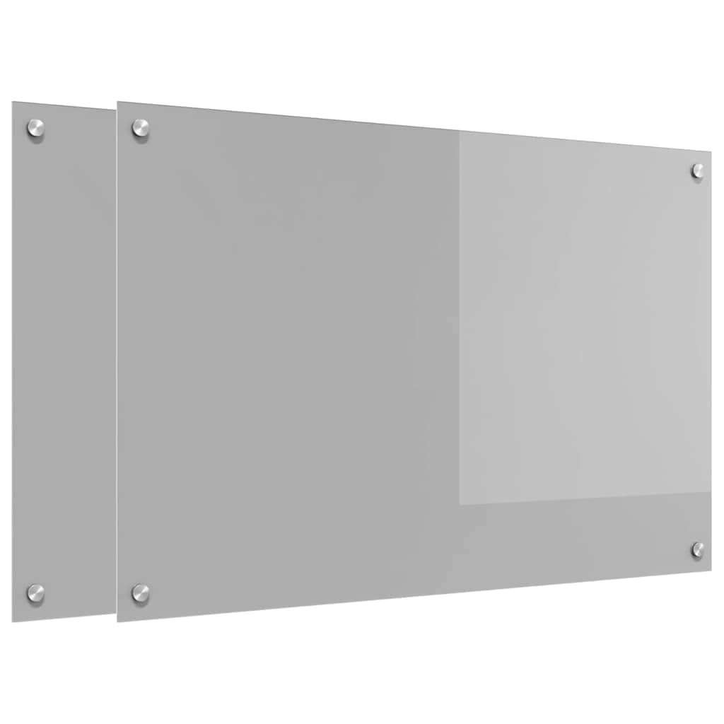 Keukenachterwand 2 pcs Lichtgrijs 90 x 60 cm gehard glas is nu te koop bij PeponiXL, paradijselijk wonen!