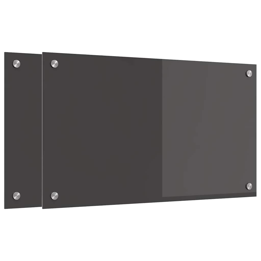 Keukenachterwand 2 pcs Donkergrijs 70 x 40 cm gehard glas is nu te koop bij PeponiXL, paradijselijk wonen!