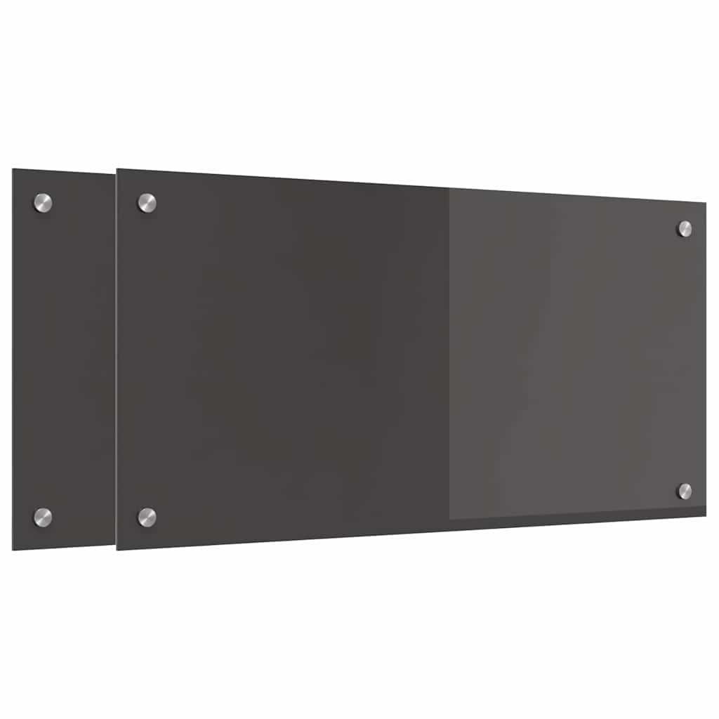 Keukenachterwand 2 pcs Donkergrijs 80 x 40 cm gehard glas is nu te koop bij PeponiXL, paradijselijk wonen!