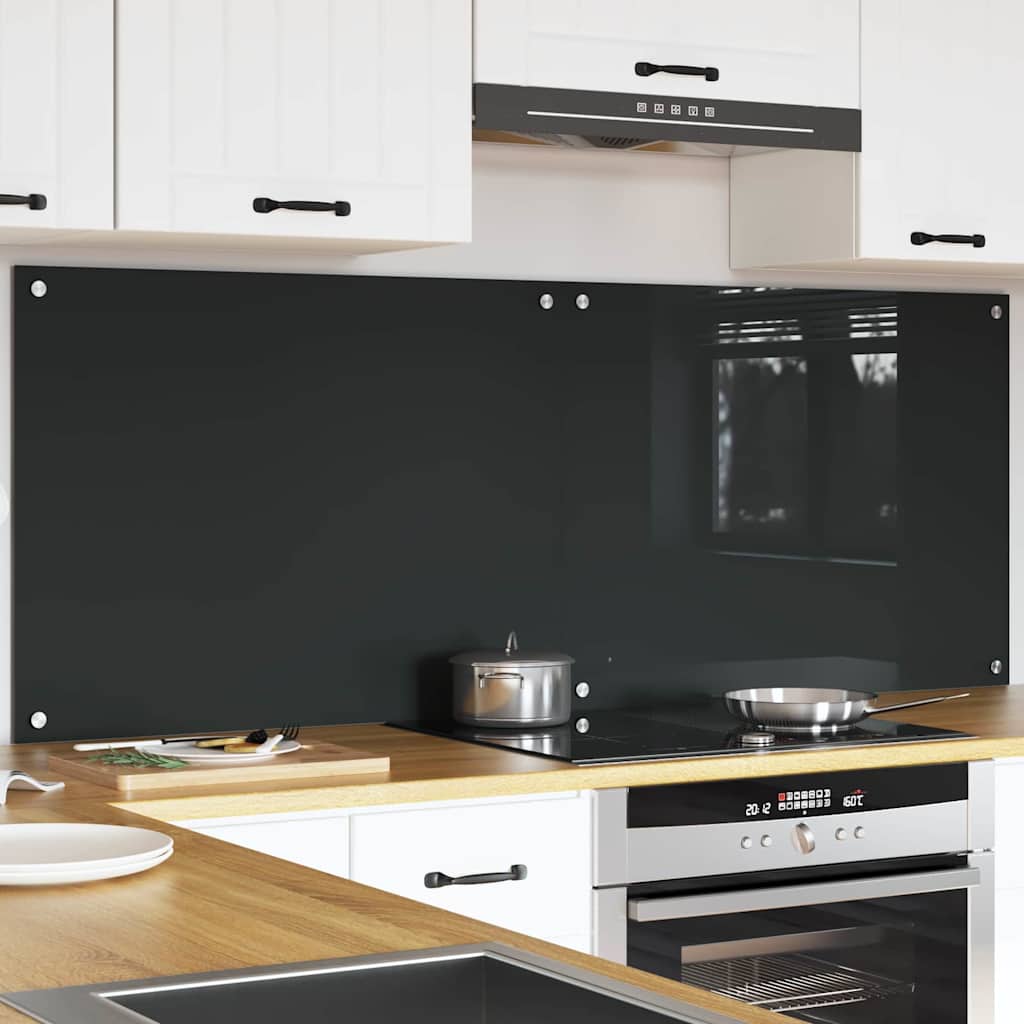 Keukenachterwand 2 pcs Donkergrijs 80 x 60 cm gehard glas is nu te koop bij PeponiXL, paradijselijk wonen!