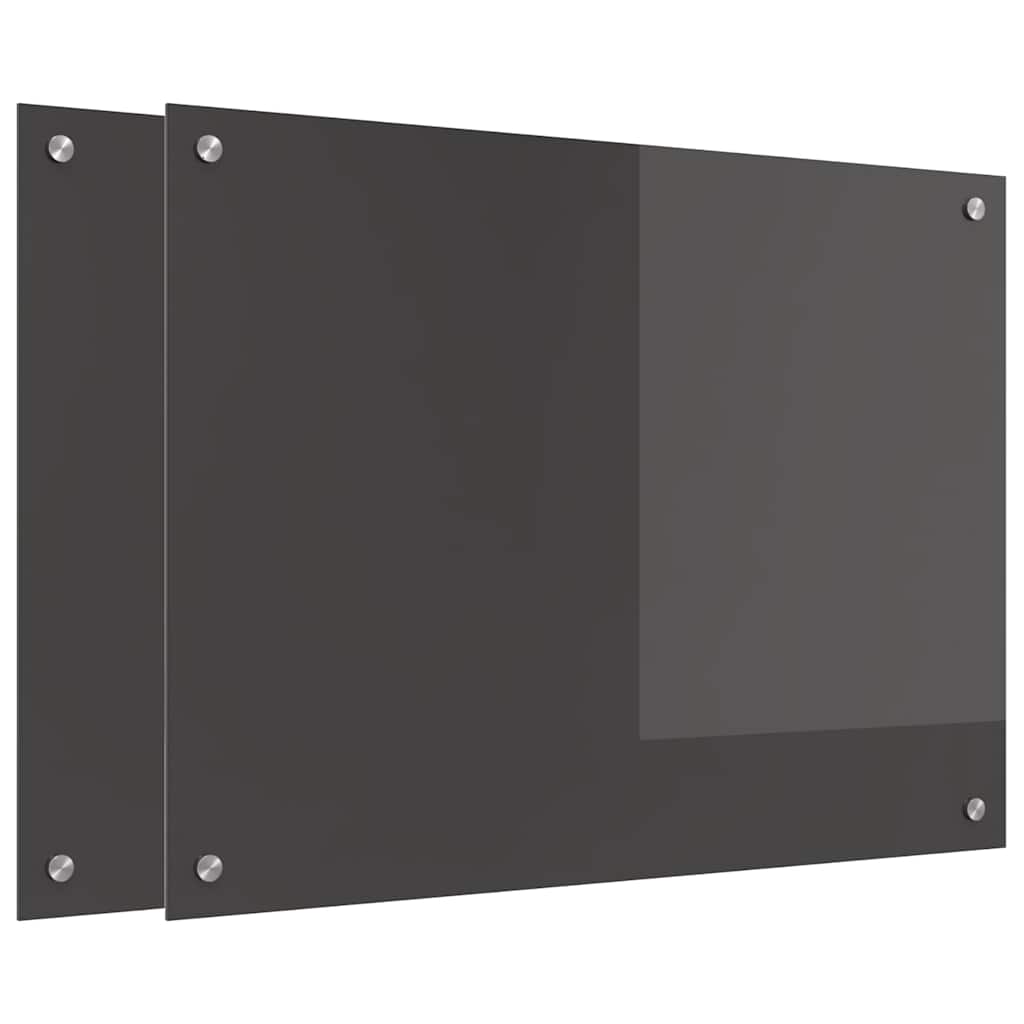 Keukenachterwand 2 pcs Donkergrijs 80 x 60 cm gehard glas is nu te koop bij PeponiXL, paradijselijk wonen!