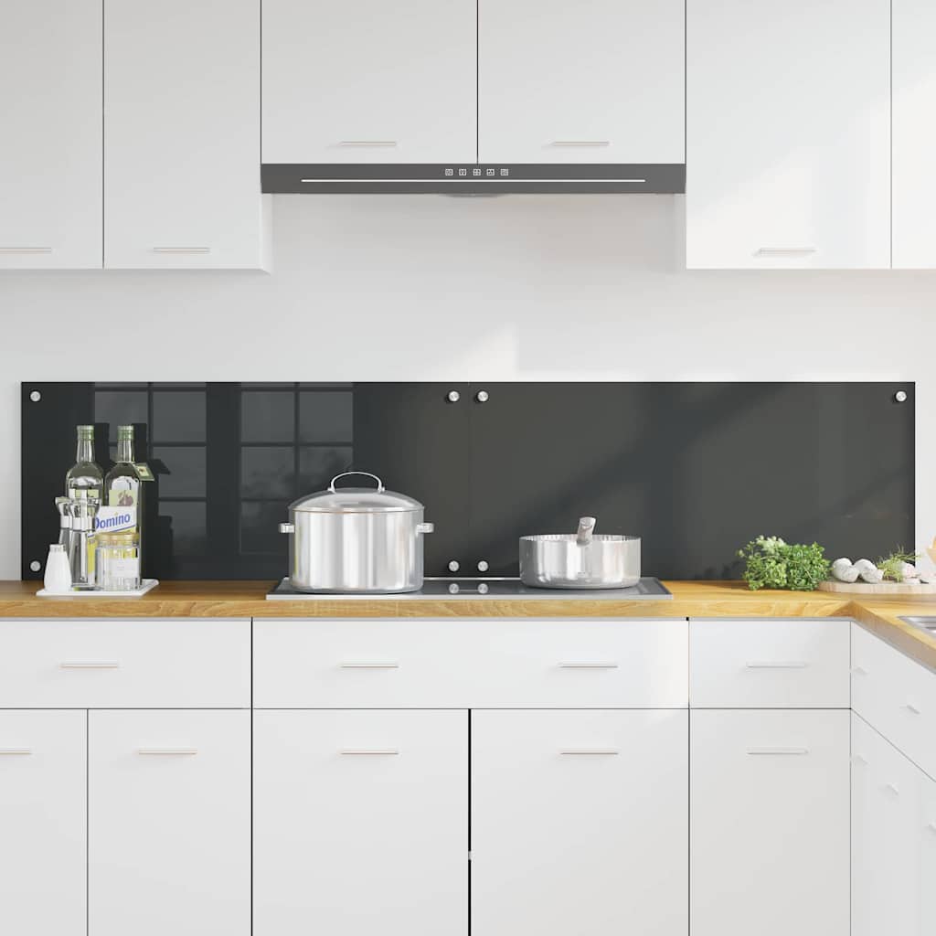 Keukenachterwand 2 pcs Donkergrijs 90 x 40 cm gehard glas is nu te koop bij PeponiXL, paradijselijk wonen!