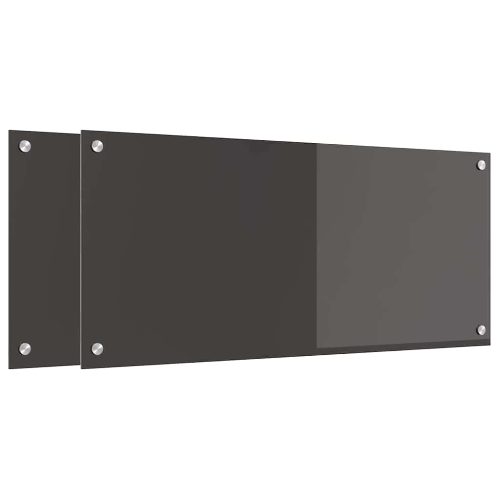 Keukenachterwand 2 pcs Donkergrijs 90 x 40 cm gehard glas is nu te koop bij PeponiXL, paradijselijk wonen!
