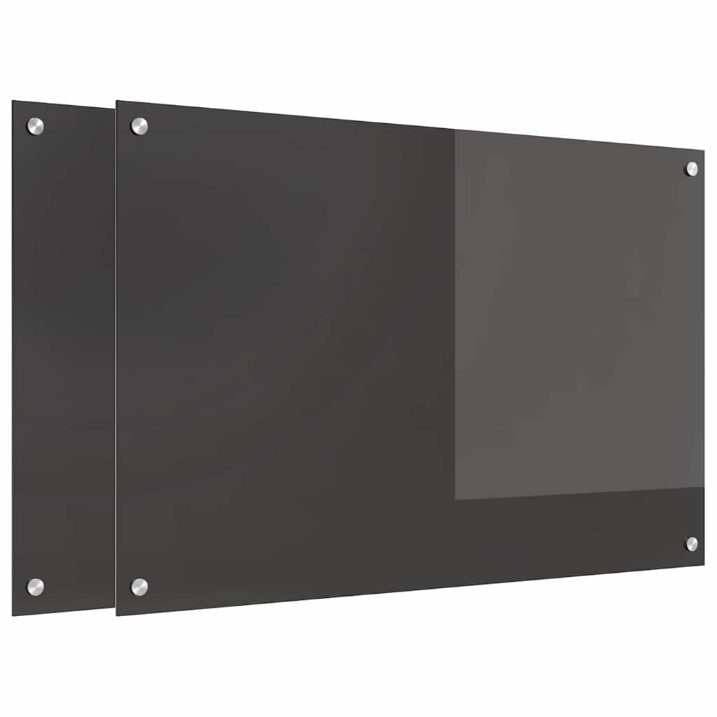 Keukenachterwand 2 pcs Donkergrijs 90 x 60 cm gehard glas is nu te koop bij PeponiXL, paradijselijk wonen!