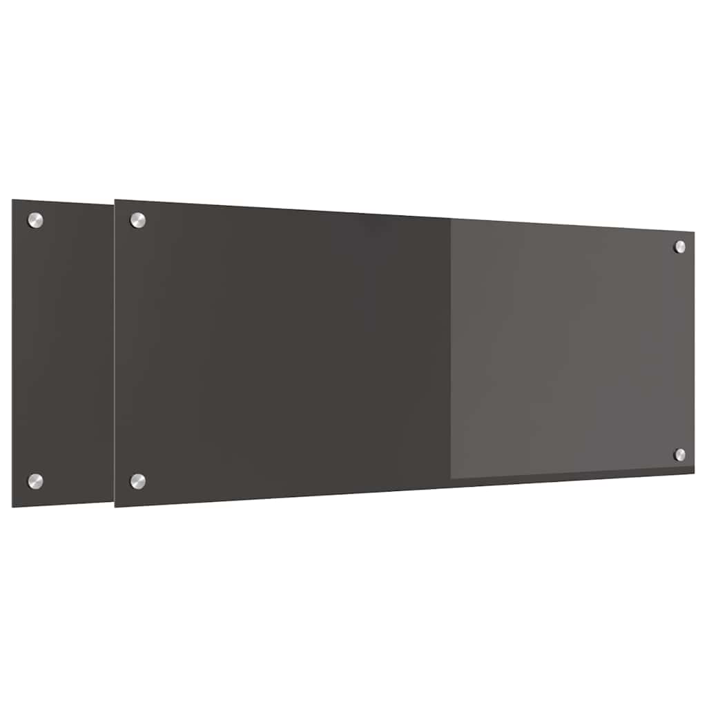 Keukenachterwand 2 pcs Donkergrijs 100 x 40 cm gehard glas is nu te koop bij PeponiXL, paradijselijk wonen!