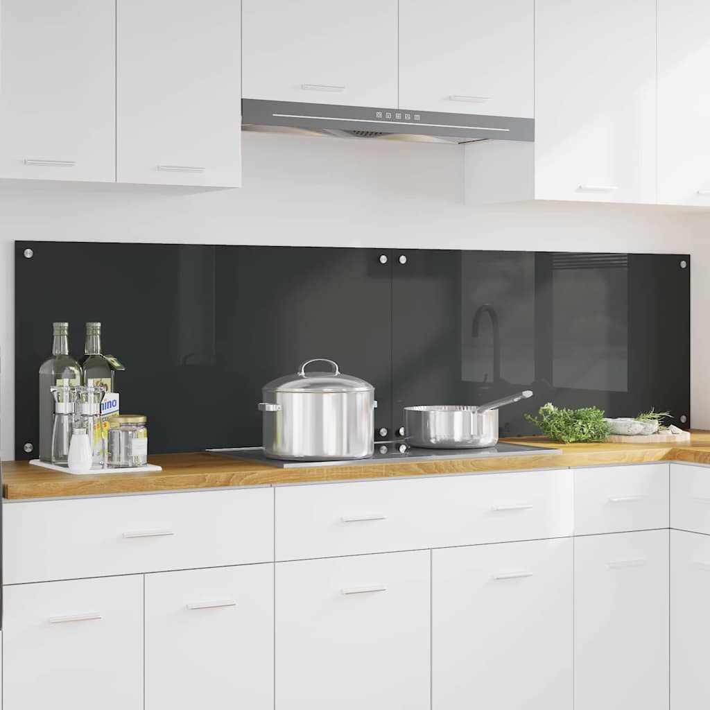 Keukenachterwand 2 pcs Donkergrijs 100 x 50 cm gehard glas is nu te koop bij PeponiXL, paradijselijk wonen!