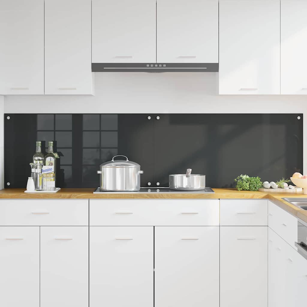 Keukenachterwand 2 pcs Donkergrijs 100 x 50 cm gehard glas is nu te koop bij PeponiXL, paradijselijk wonen!