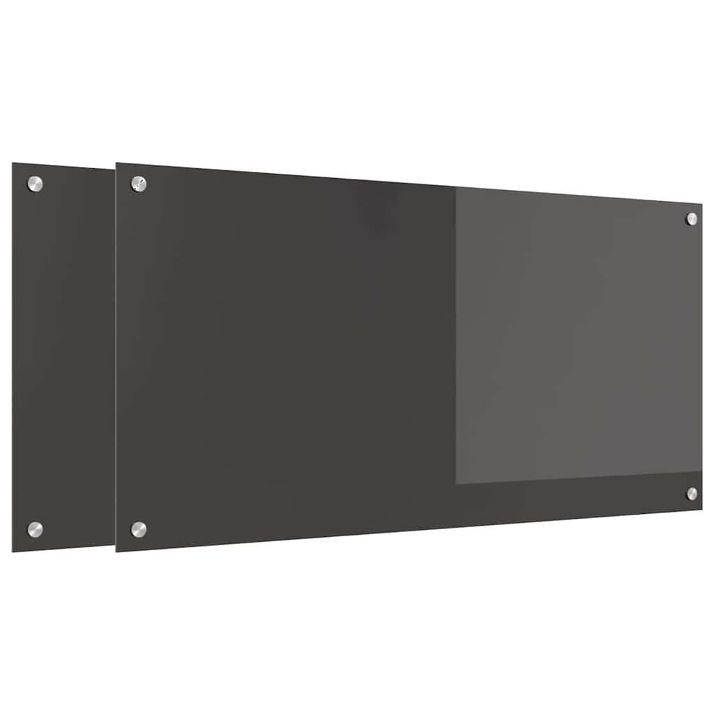 Keukenachterwand 2 pcs Donkergrijs 100 x 50 cm gehard glas is nu te koop bij PeponiXL, paradijselijk wonen!