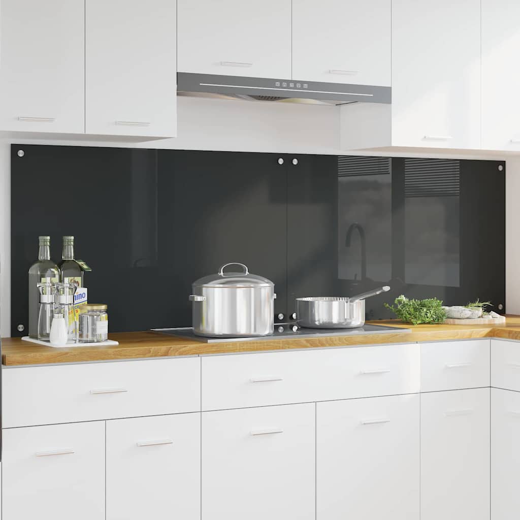 Keukenachterwand 2 pcs Donkergrijs 100 x 60 cm gehard glas is nu te koop bij PeponiXL, paradijselijk wonen!