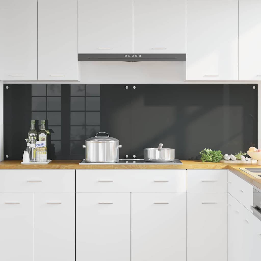 Keukenachterwand 2 pcs Donkergrijs 100 x 60 cm gehard glas is nu te koop bij PeponiXL, paradijselijk wonen!