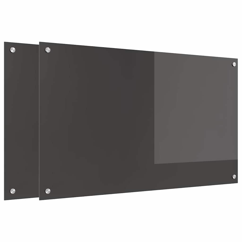 Keukenachterwand 2 pcs Donkergrijs 100 x 60 cm gehard glas is nu te koop bij PeponiXL, paradijselijk wonen!