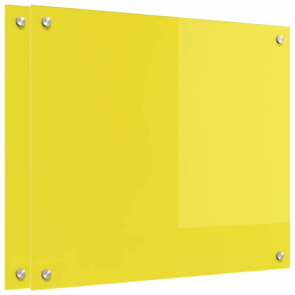 Keuken Achterwand 2 pcs Geel 70 x 60 cm gehard glas is nu te koop bij PeponiXL, paradijselijk wonen!