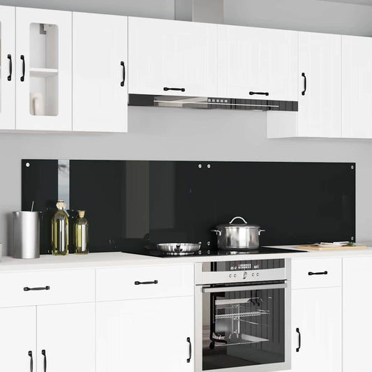 Keukenachterwand 2 pcs Zwart 110 x 50 cm gehard glas is nu te koop bij PeponiXL, paradijselijk wonen!