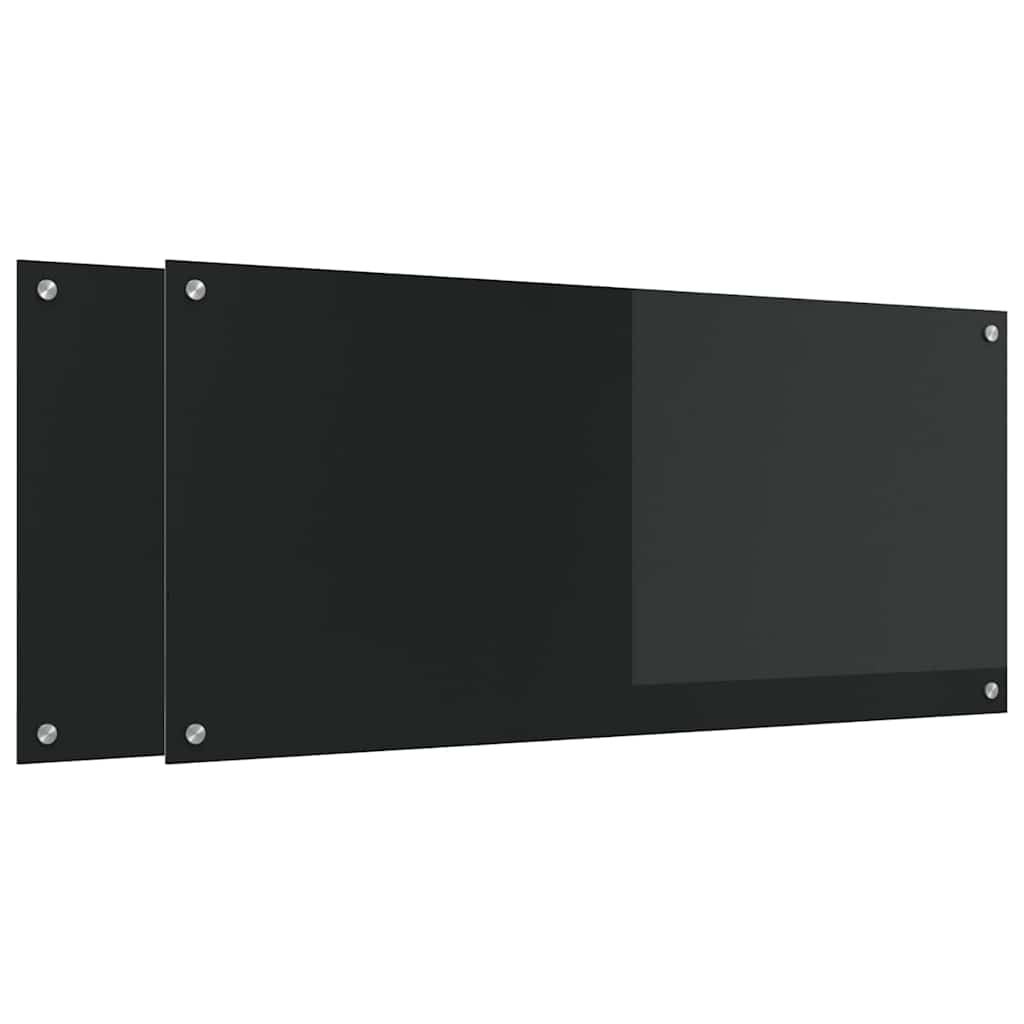 Keukenachterwand 2 pcs Zwart 110 x 50 cm gehard glas is nu te koop bij PeponiXL, paradijselijk wonen!