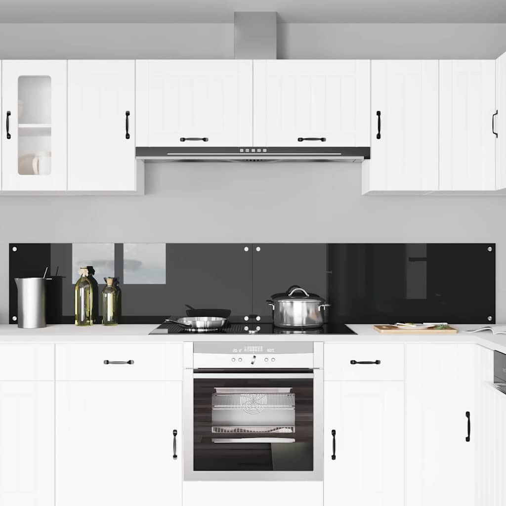 Keukenachterwand 2 pcs Zwart 120 x 40 cm gehard glas is nu te koop bij PeponiXL, paradijselijk wonen!