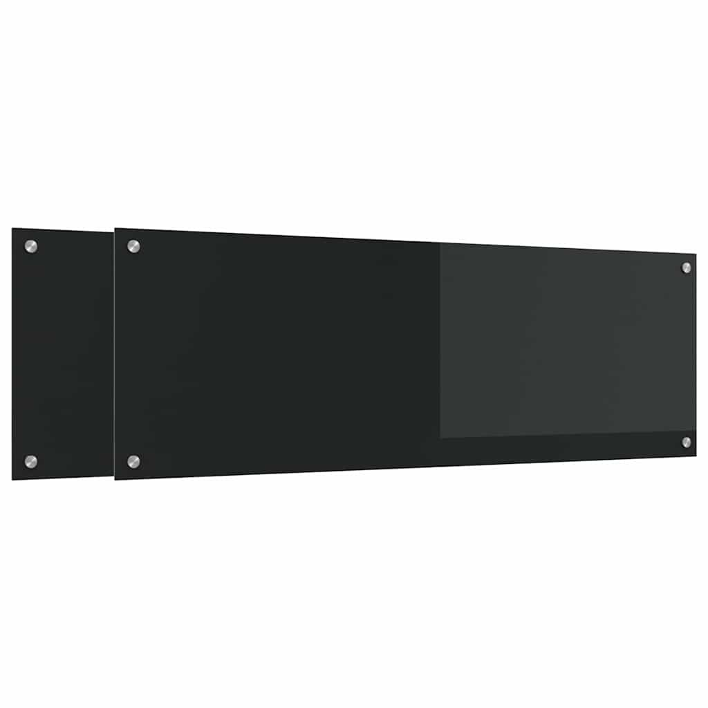 Keukenachterwand 2 pcs Zwart 120 x 40 cm gehard glas is nu te koop bij PeponiXL, paradijselijk wonen!