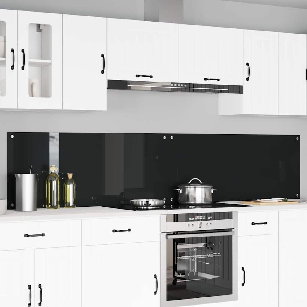 Keukenachterwand 2 pcs Zwart 120 x 50 cm gehard glas is nu te koop bij PeponiXL, paradijselijk wonen!