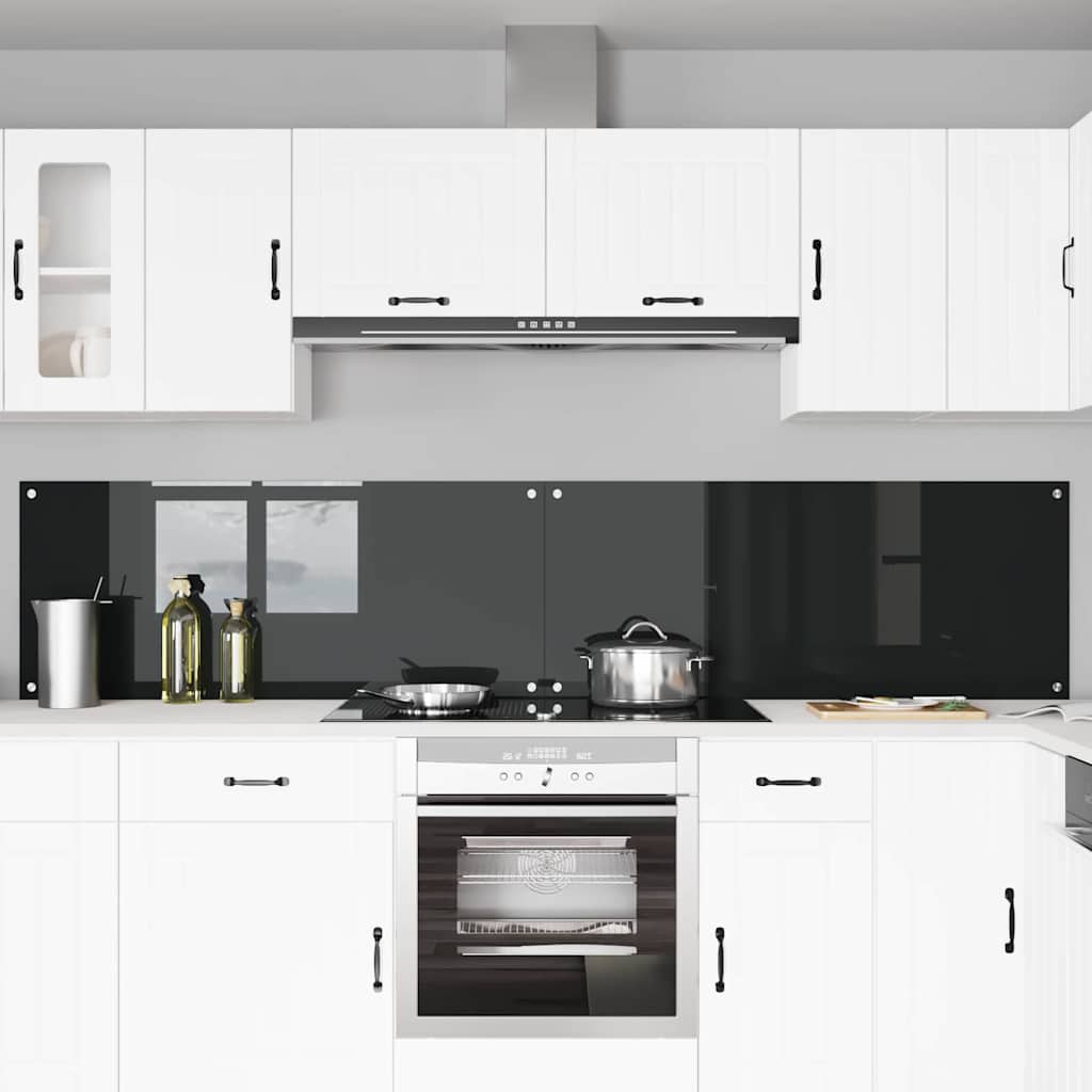 Keukenachterwand 2 pcs Zwart 120 x 50 cm gehard glas is nu te koop bij PeponiXL, paradijselijk wonen!