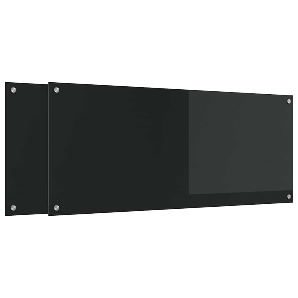 Keukenachterwand 2 pcs Zwart 120 x 50 cm gehard glas is nu te koop bij PeponiXL, paradijselijk wonen!