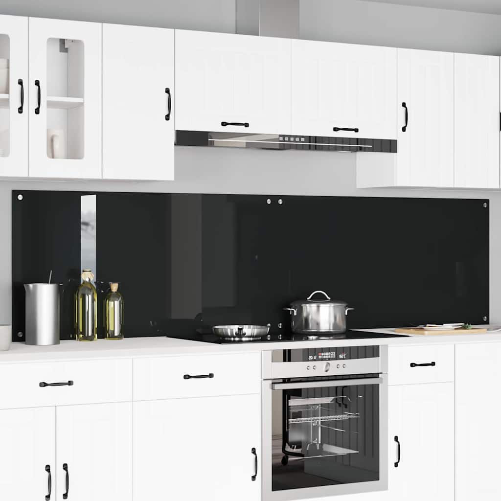 Keukenachterwand 2 pcs Zwart 120 x 60 cm gehard glas is nu te koop bij PeponiXL, paradijselijk wonen!