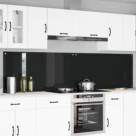Keukenachterwand 2 pcs Zwart 120 x 60 cm gehard glas is nu te koop bij PeponiXL, paradijselijk wonen!