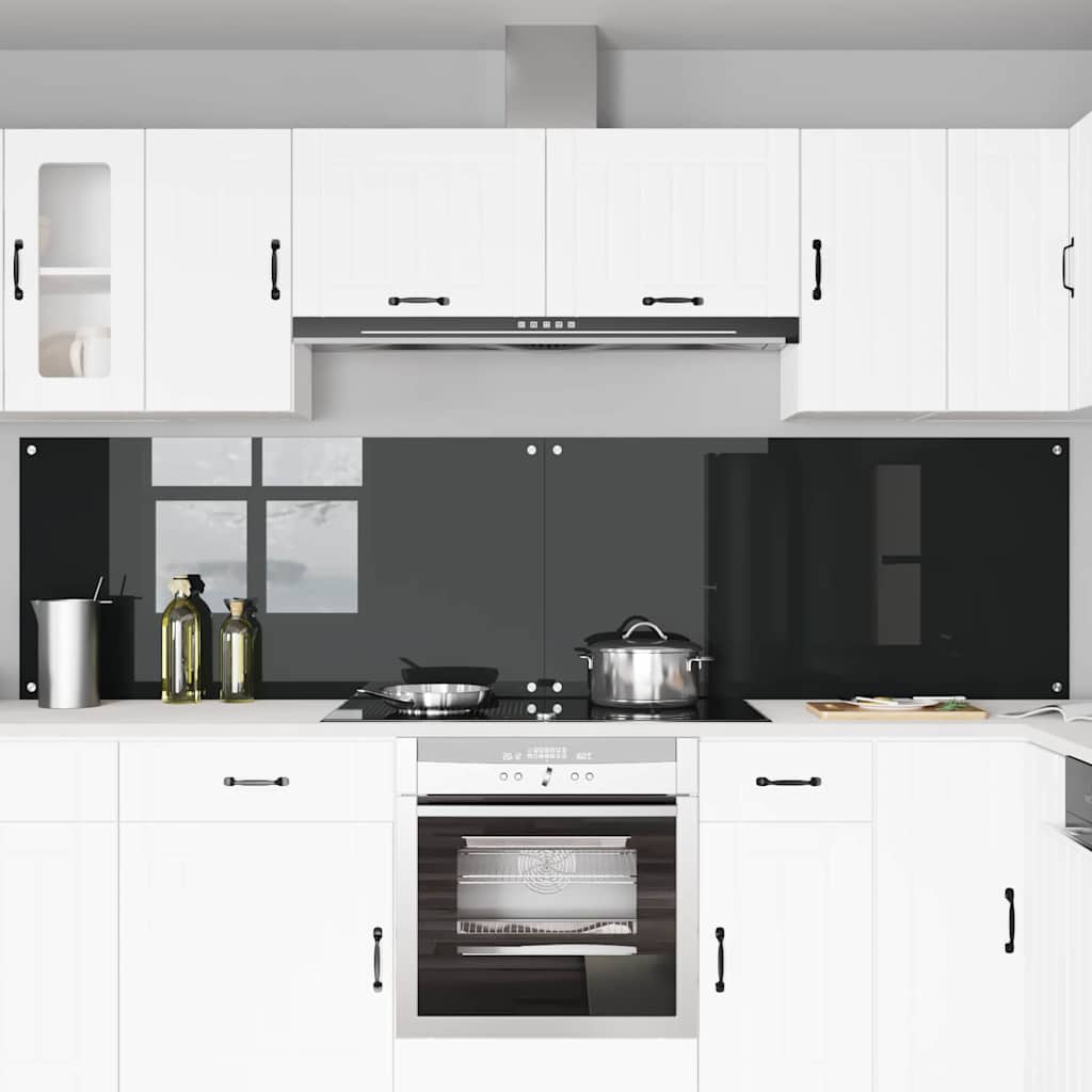 Keukenachterwand 2 pcs Zwart 120 x 60 cm gehard glas is nu te koop bij PeponiXL, paradijselijk wonen!