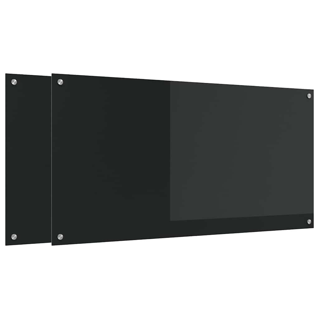 Keukenachterwand 2 pcs Zwart 120 x 60 cm gehard glas is nu te koop bij PeponiXL, paradijselijk wonen!