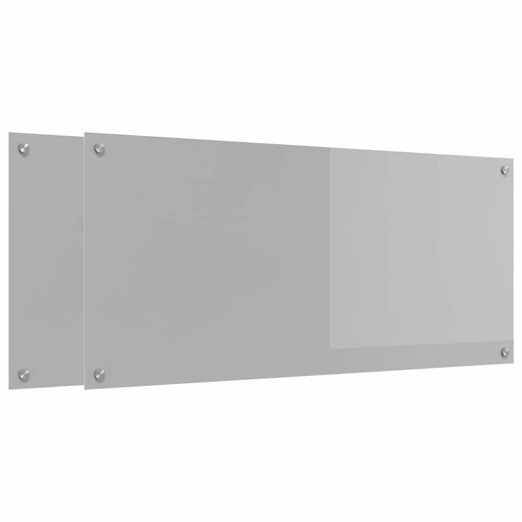 Keuken Achterwand 2 pcs Lichtgrijs 110 x 50 cm gehard glas is nu te koop bij PeponiXL, paradijselijk wonen!