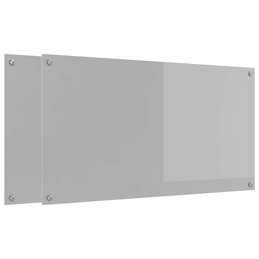 Keukenachterwand 2 pcs Lichtgrijs 110 x 60 cm gehard glas is nu te koop bij PeponiXL, paradijselijk wonen!