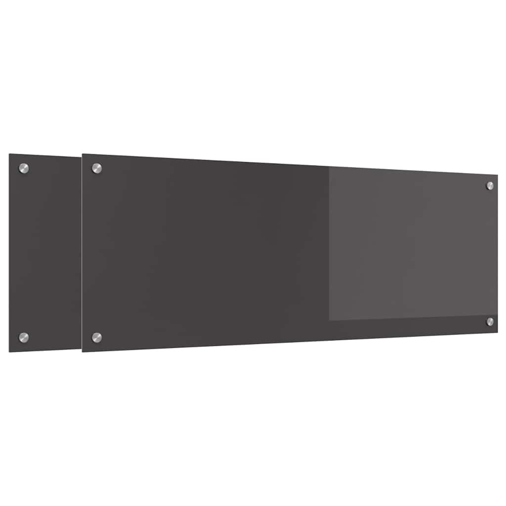 Keukenachterwand 2 pcs Donkergrijs 110 x 40 cm gehard glas is nu te koop bij PeponiXL, paradijselijk wonen!
