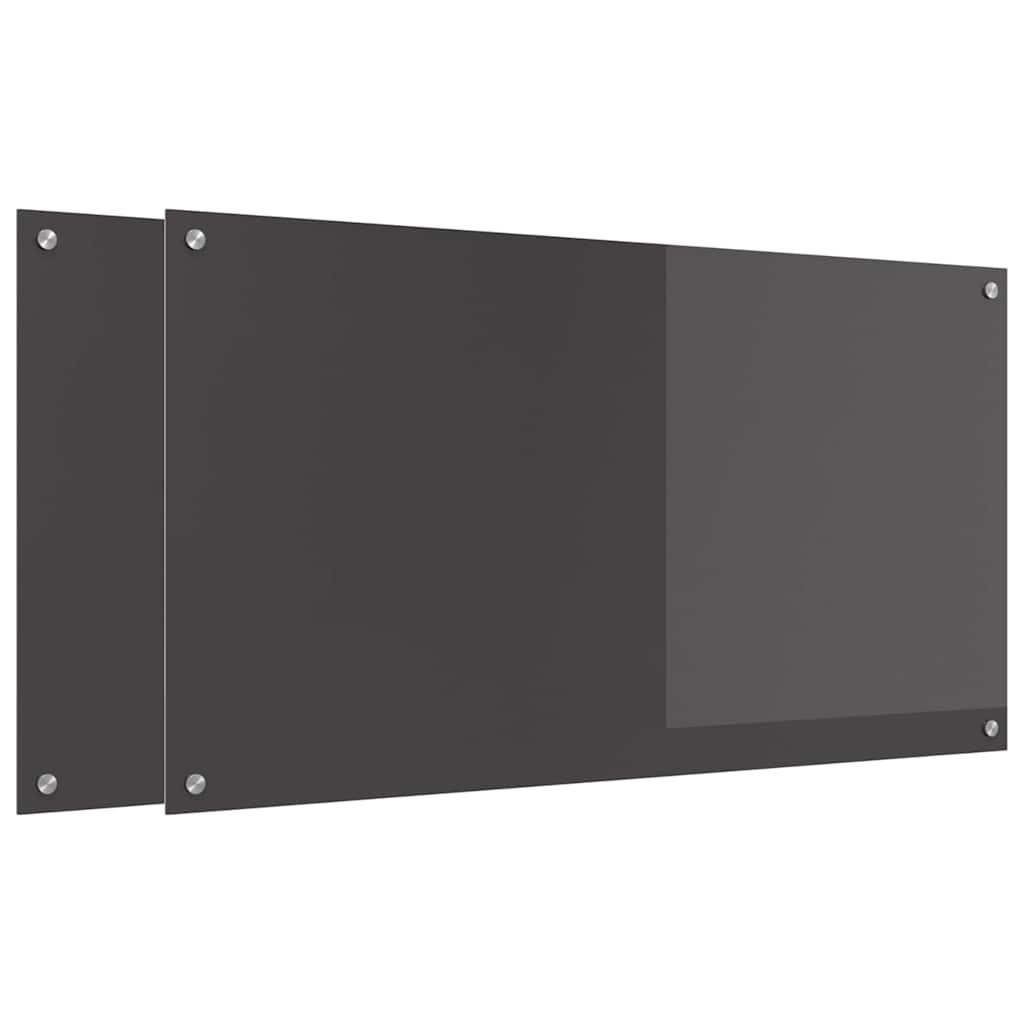 Keukenachterwand 2 pcs Donkergrijs 110 x 60 cm gehard glas is nu te koop bij PeponiXL, paradijselijk wonen!