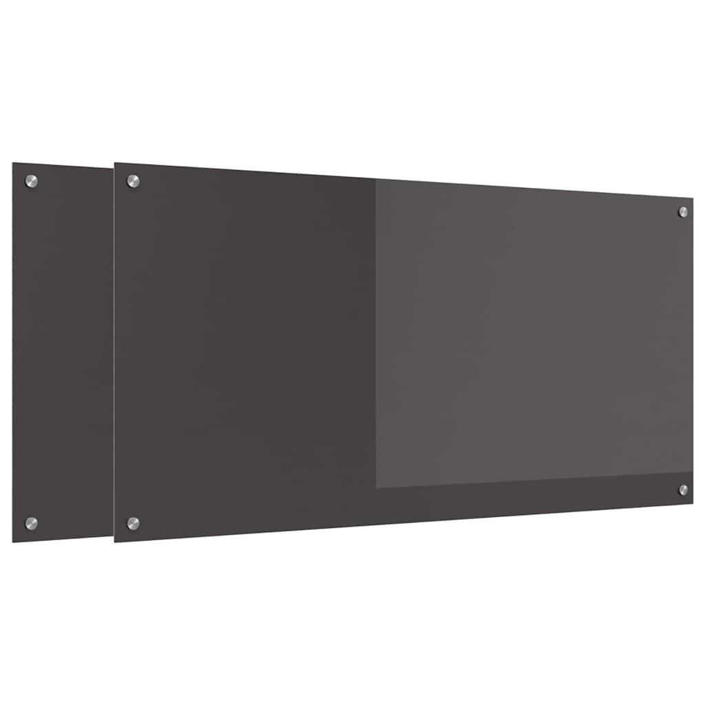 Keukenachterwand 2 pcs Donkergrijs 120 x 60 cm gehard glas is nu te koop bij PeponiXL, paradijselijk wonen!