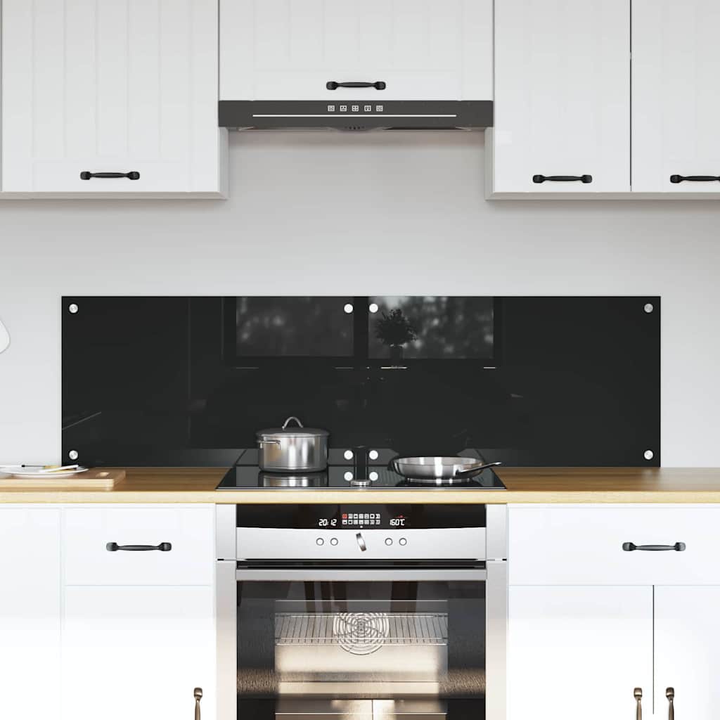 Keukenachterwand 2 pcs Zwart 70 x 40 cm gehard glas is nu te koop bij PeponiXL, paradijselijk wonen!
