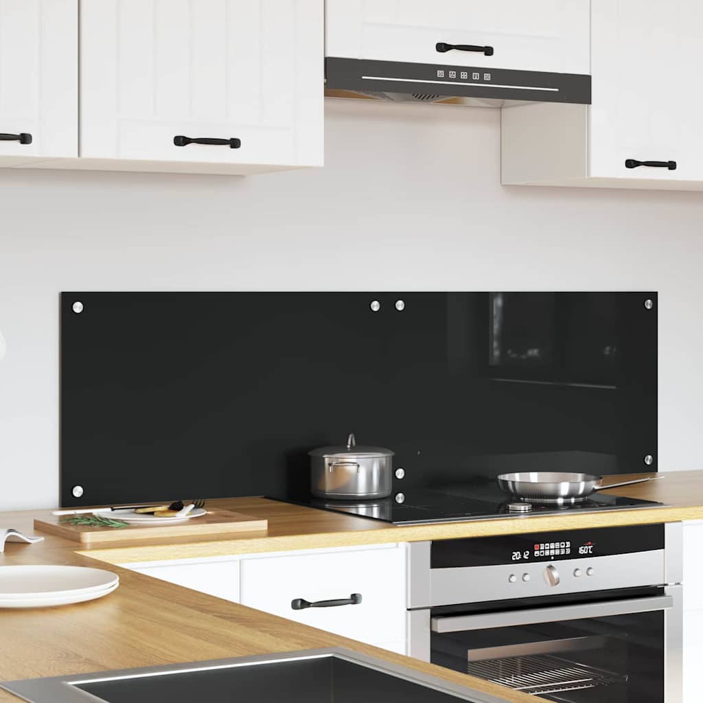 Keukenachterwand 2 pcs Zwart 70 x 40 cm gehard glas is nu te koop bij PeponiXL, paradijselijk wonen!