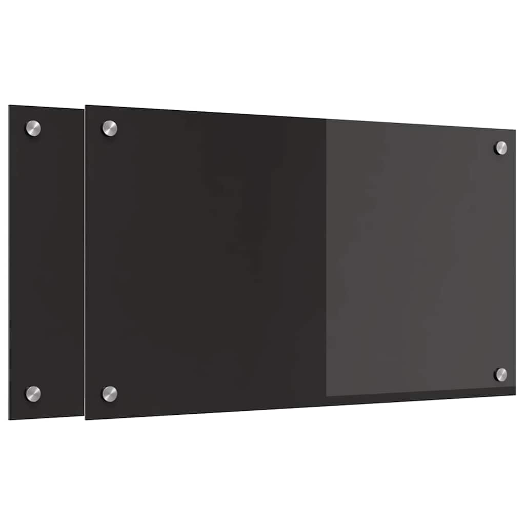 Keukenachterwand 2 pcs Zwart 70 x 40 cm gehard glas is nu te koop bij PeponiXL, paradijselijk wonen!
