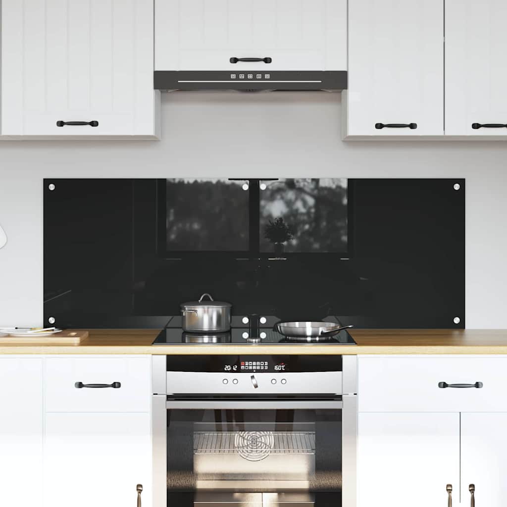 Keukenachterwand 2 pcs Zwart 70 x 50 cm gehard glas is nu te koop bij PeponiXL, paradijselijk wonen!